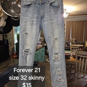 Forever 21 Light Blue Distressed Jeans